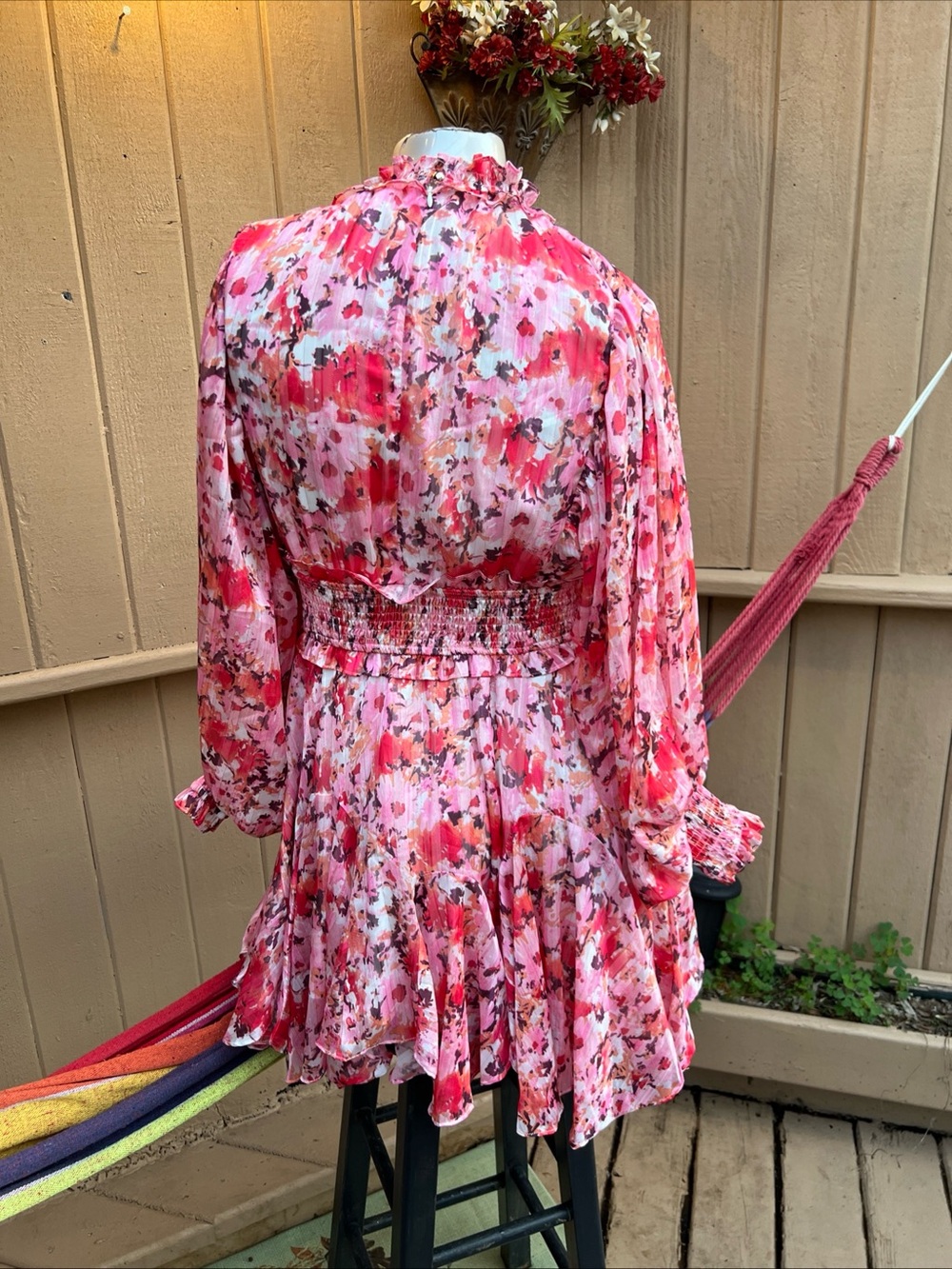 NWT Ruffle Skirt Cocktail Dress by Beulah Style Size L balloon sleeves - Picture 5 of 14